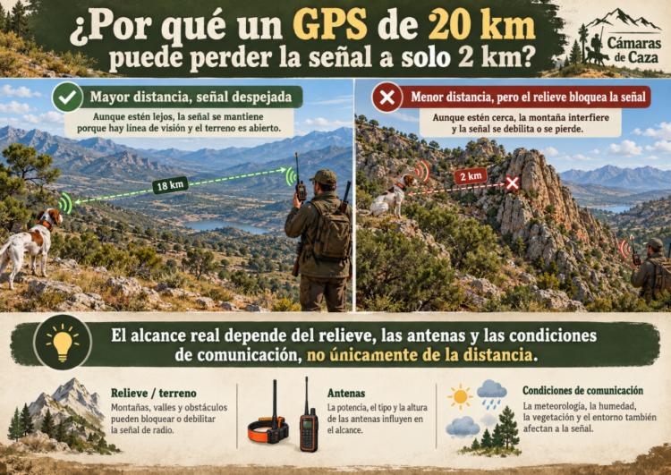 GPS a 20 km, señal perdida a 2
