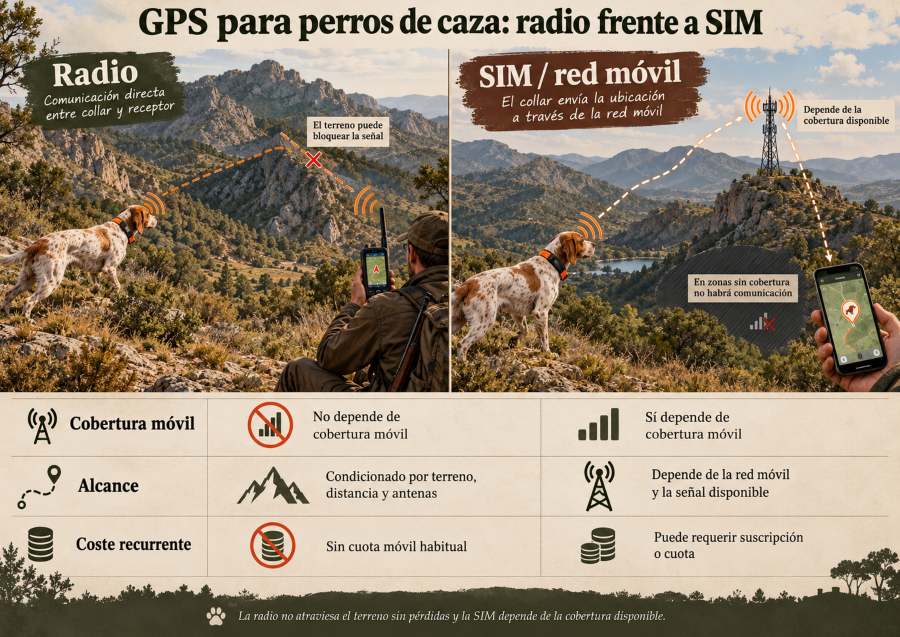 GPS para perros_ radio frente a SIM