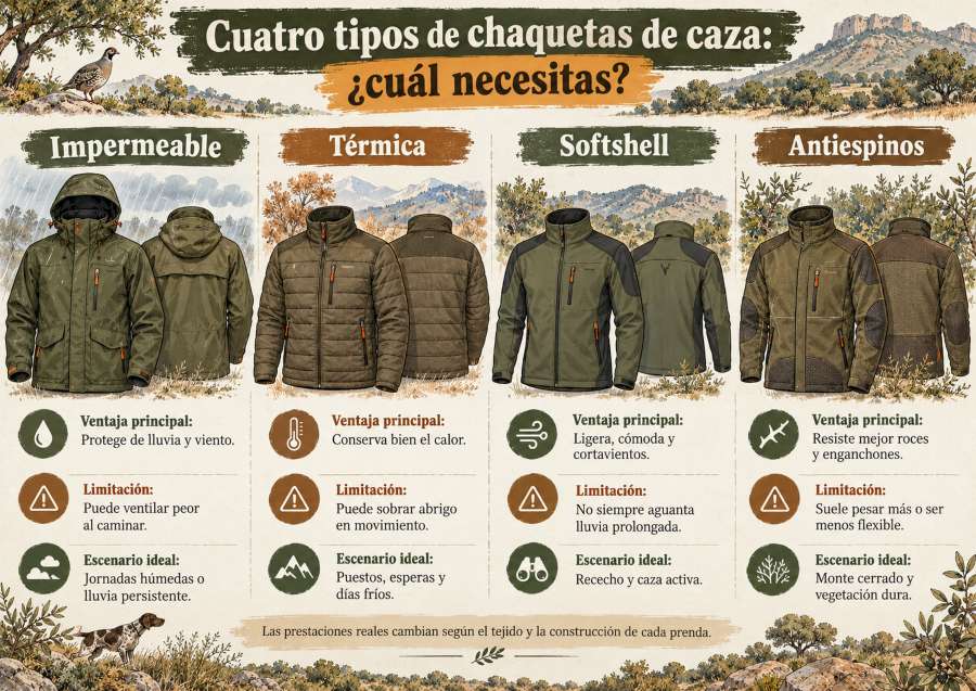 Guía de cuatro chaquetas de caza