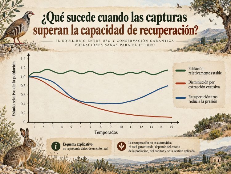 Infografía sobre equilibrio poblacional y conservación