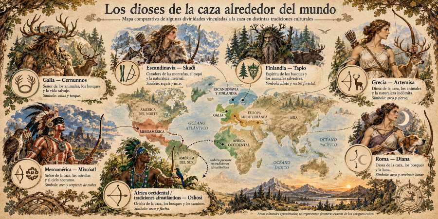 Mapa de dioses de la caza